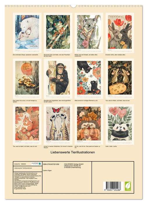 Liebenswerte Tierillustrationen (CALVENDO Premium Wandkalender 2025)