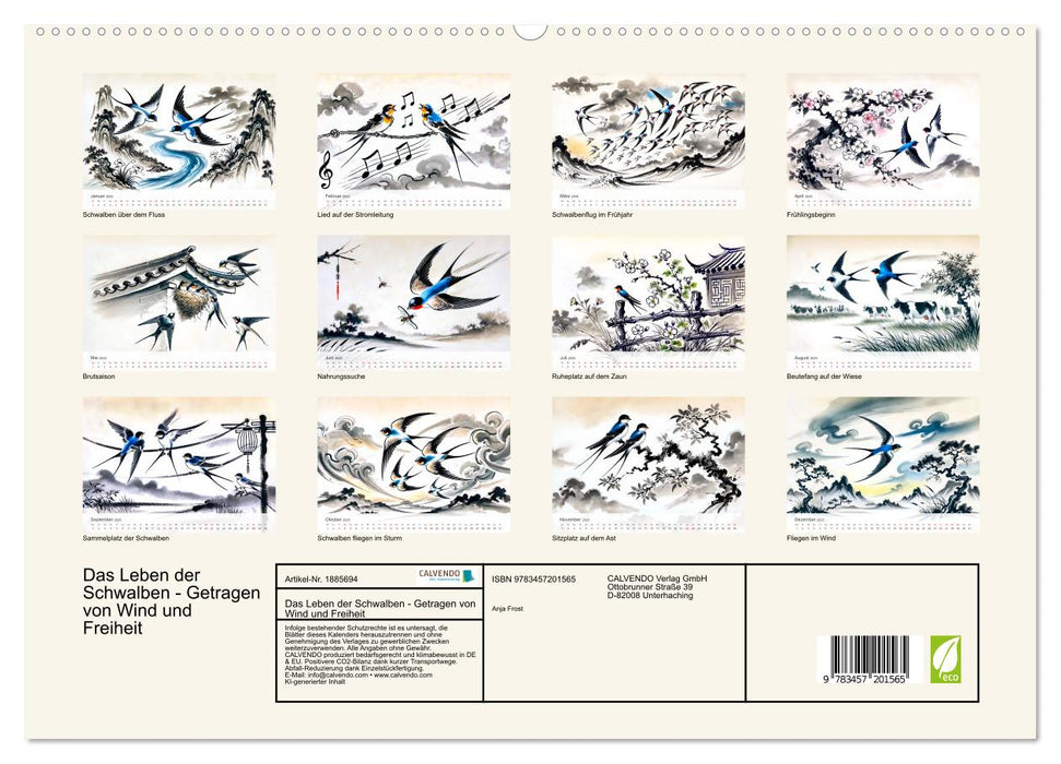 Das Leben der Schwalben - Getragen von Wind und Freiheit (CALVENDO Premium Wandkalender 2025)