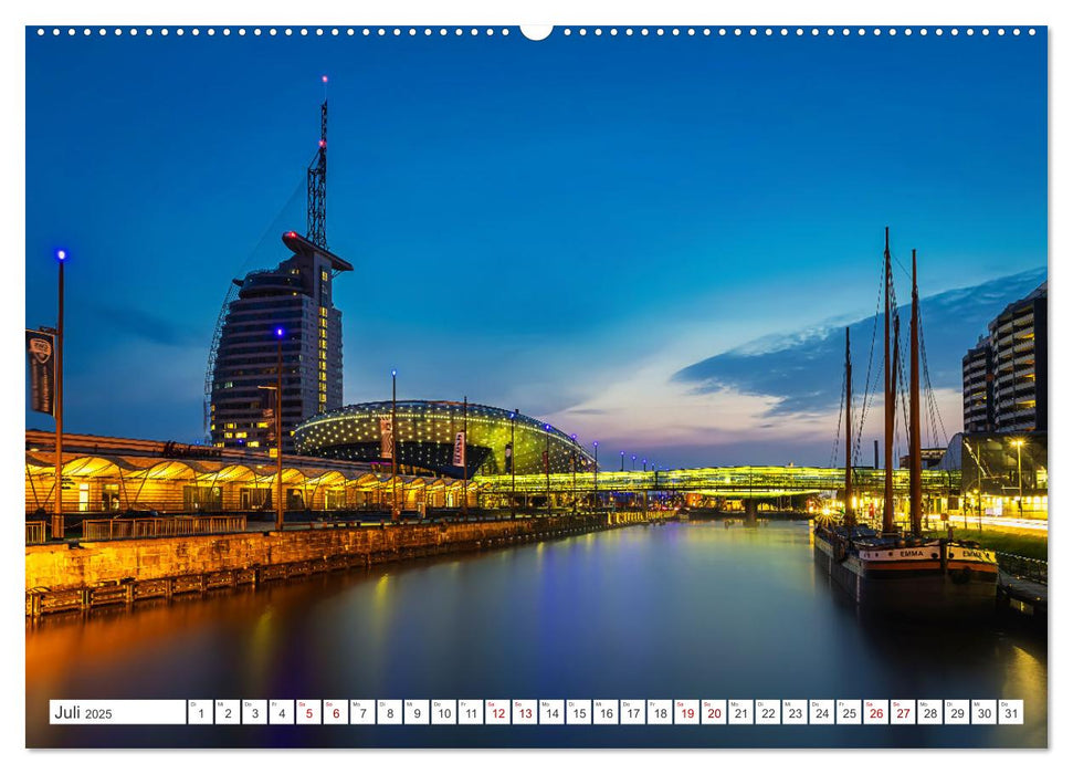 Bremen und Bremerhaven - Nachtaufnahmen (CALVENDO Premium Wandkalender 2025)