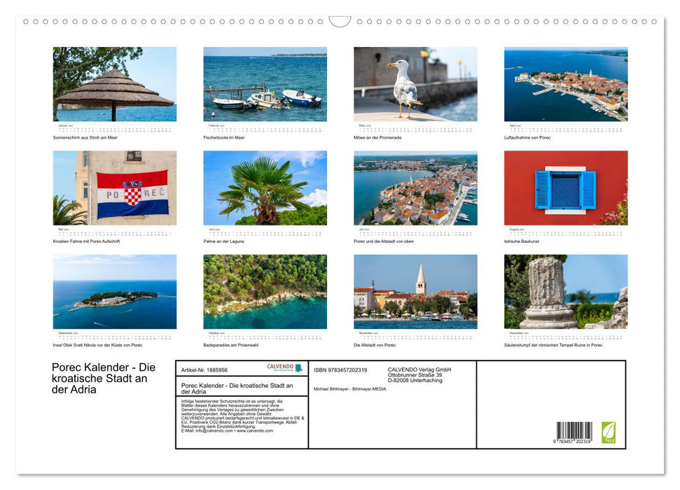 Porec Kalender - Die kroatische Stadt an der Adria (CALVENDO Wandkalender 2025)