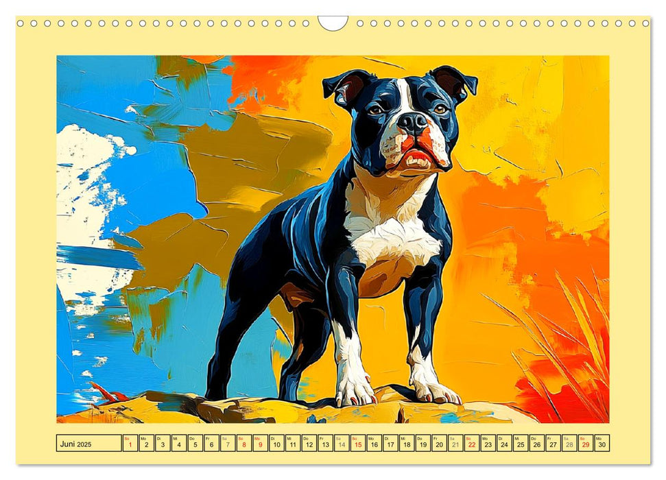 Pit Bulls und Familie. Bunte Bull Breed Schönheiten (CALVENDO Wandkalender 2025)