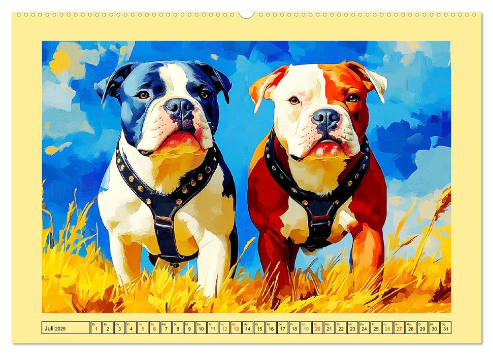 Pit Bulls und Familie. Bunte Bull Breed Schönheiten (CALVENDO Premium Wandkalender 2025)