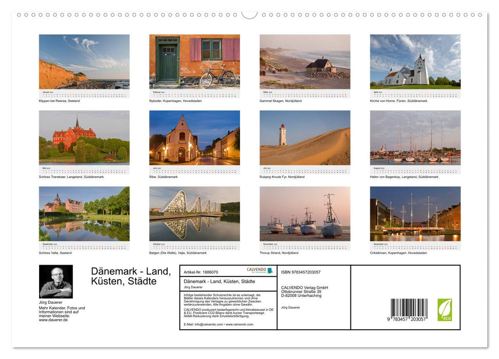 Dänemark - Land, Küsten, Städte (CALVENDO Premium Wandkalender 2025)