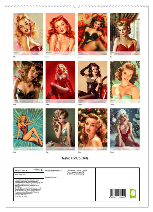 Retro PinUp Girls (CALVENDO Premium Wandkalender 2025)