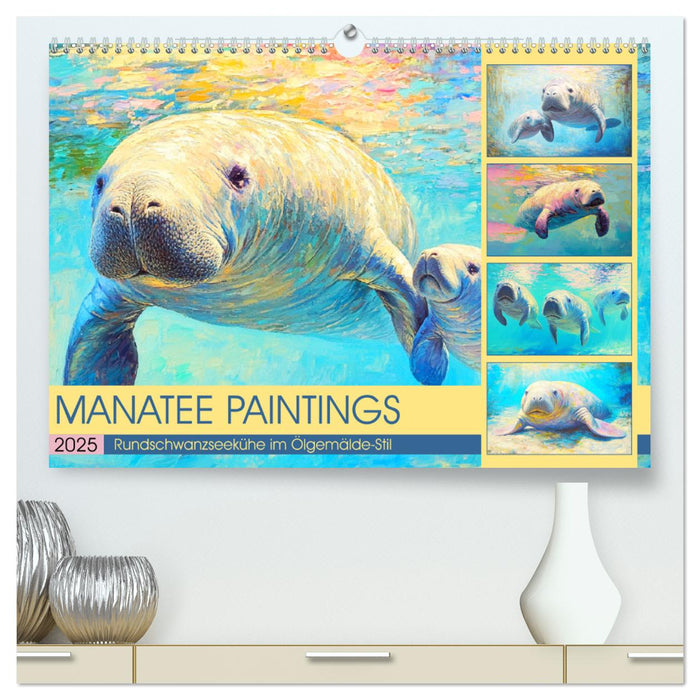 Manatee Paintings. Rundschwanzseekühe im Ölgemälde-Stil (CALVENDO Premium Wandkalender 2025)