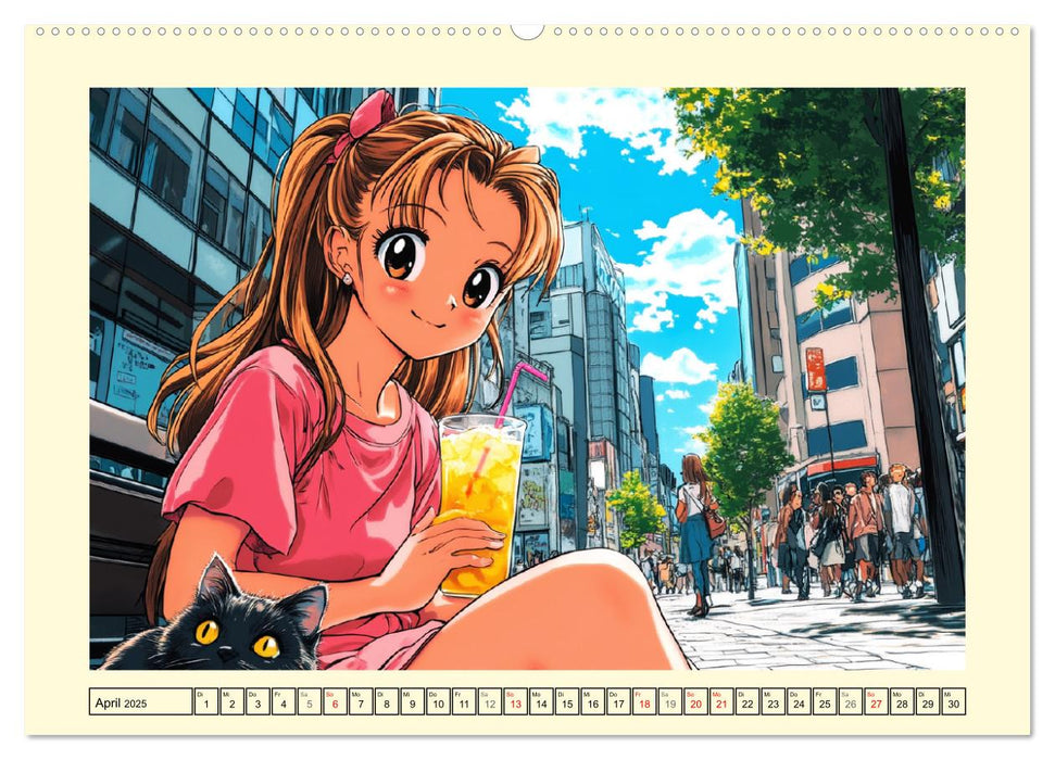 Manga Mädchen. Ein Jahr voller Stadtabenteuer (CALVENDO Wandkalender 2025)