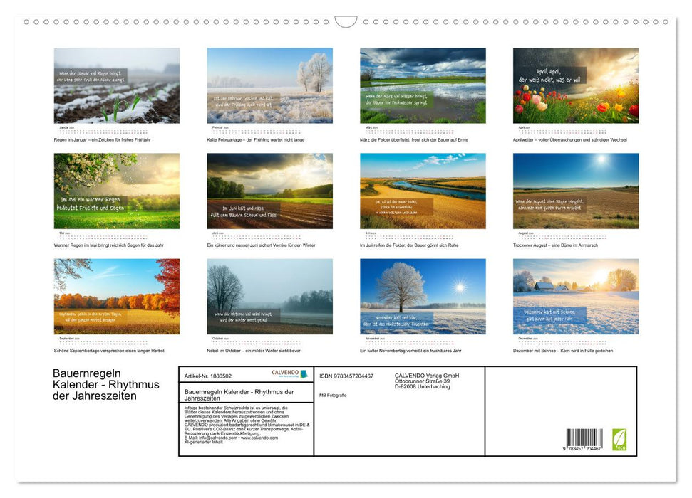 Bauernregeln Kalender - Rhythmus der Jahreszeiten (CALVENDO Wandkalender 2025)