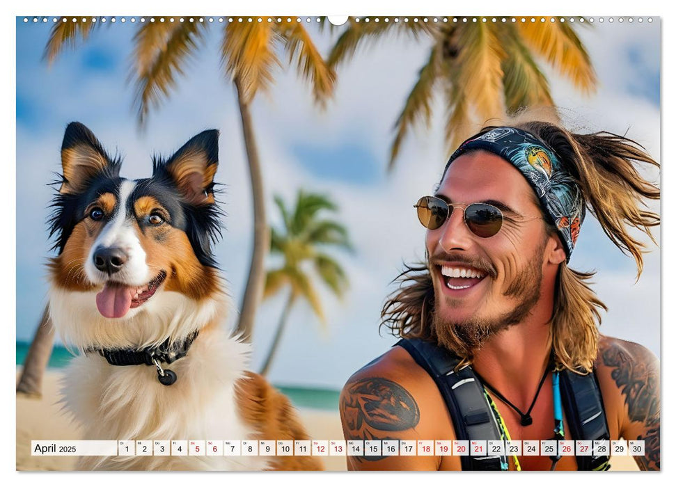 Bellen in den Wellen - Badespaß mit Hund (CALVENDO Wandkalender 2025)