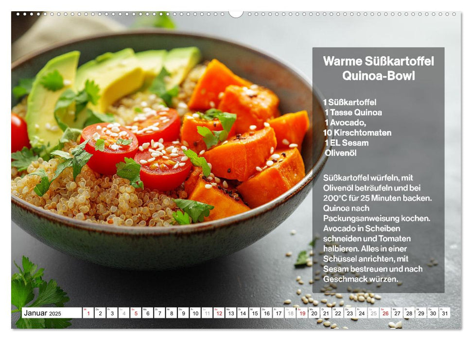 Veganes Soulfood - Leichte vegan Rezepte für jeden Monat (CALVENDO Premium Wandkalender 2025)