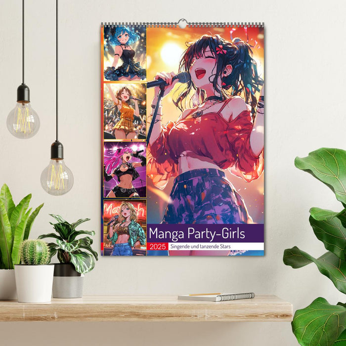 Manga Party-Girls. Singende und tanzende Stars (CALVENDO Wandkalender 2025)