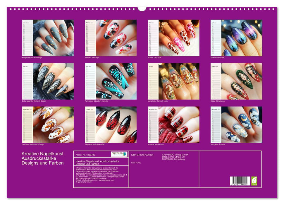 Kreative Nagelkunst. Ausdrucksstarke Designs und Farben (CALVENDO Wandkalender 2025)