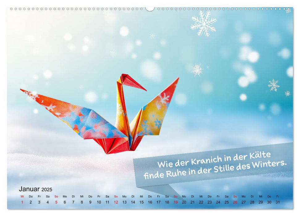 Origami Kalender der Achtsamkeit - Achtsamkeitskalender (CALVENDO Premium Wandkalender 2025)