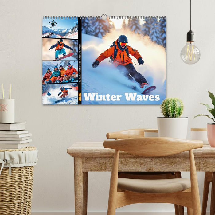 Winter Waves - KI-Kunst trifft auf Snowboard-Action (CALVENDO Wandkalender 2025)