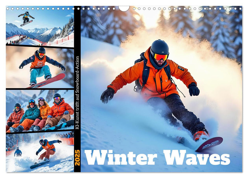 Winter Waves - KI-Kunst trifft auf Snowboard-Action (CALVENDO Wandkalender 2025)