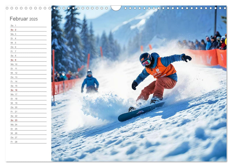 Winter Waves - KI-Kunst trifft auf Snowboard-Action (CALVENDO Wandkalender 2025)