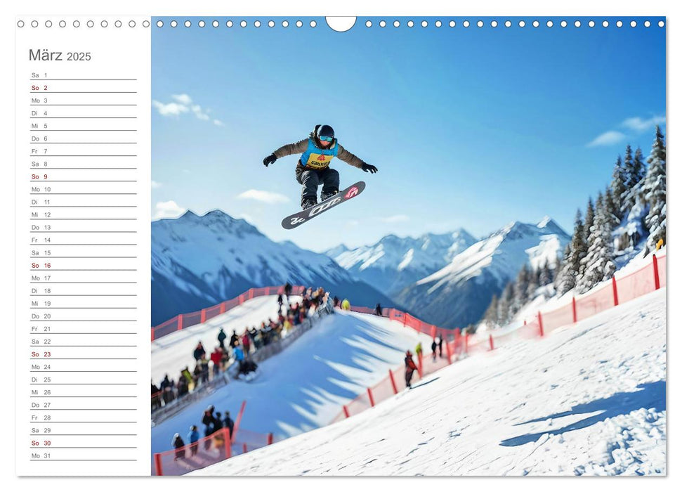 Winter Waves - KI-Kunst trifft auf Snowboard-Action (CALVENDO Wandkalender 2025)