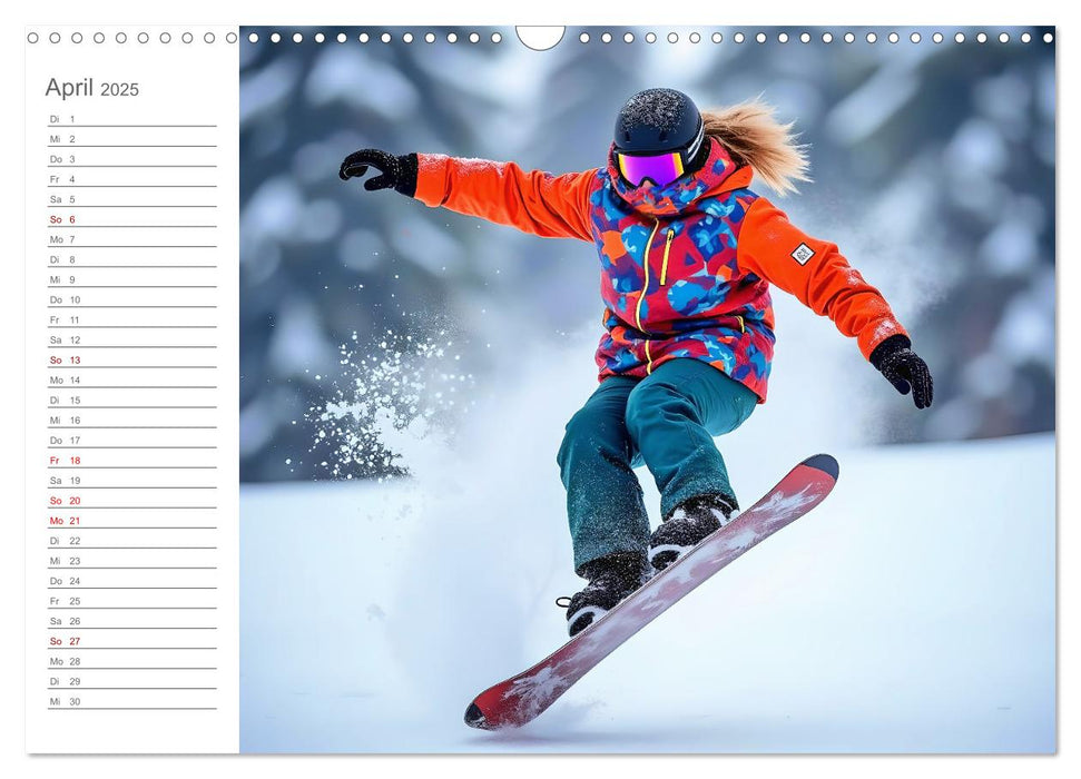 Winter Waves - KI-Kunst trifft auf Snowboard-Action (CALVENDO Wandkalender 2025)