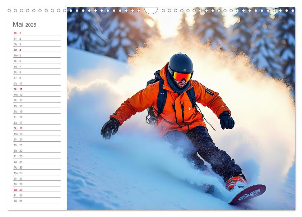 Winter Waves - KI-Kunst trifft auf Snowboard-Action (CALVENDO Wandkalender 2025)