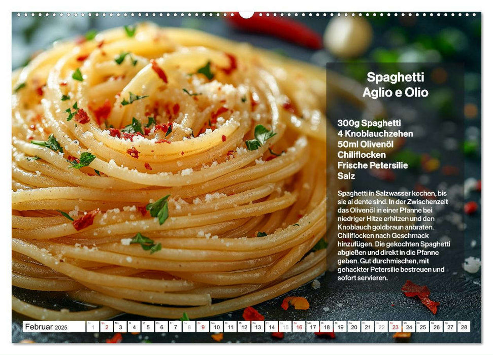 Italienische Spaghetti Rezepte - Leckere Soßen für jeden Monat (CALVENDO Wandkalender 2025)