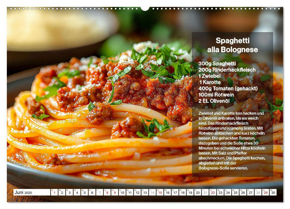 Italienische Spaghetti Rezepte - Leckere Soßen für jeden Monat (CALVENDO Wandkalender 2025)