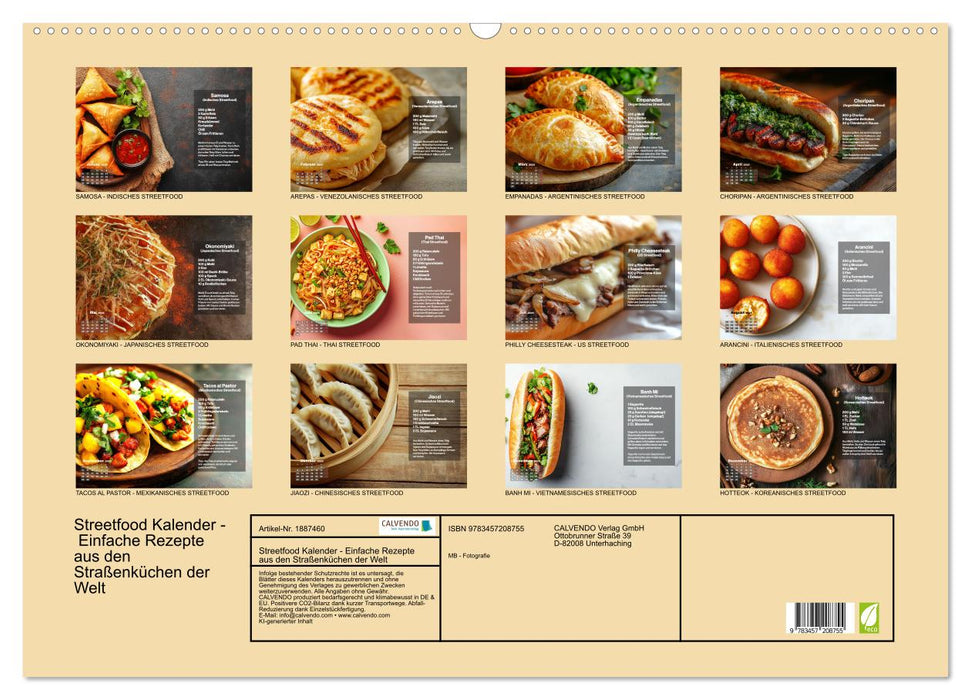Streetfood Kalender - Einfache Rezepte aus den Straßenküchen der Welt (CALVENDO Wandkalender 2025)