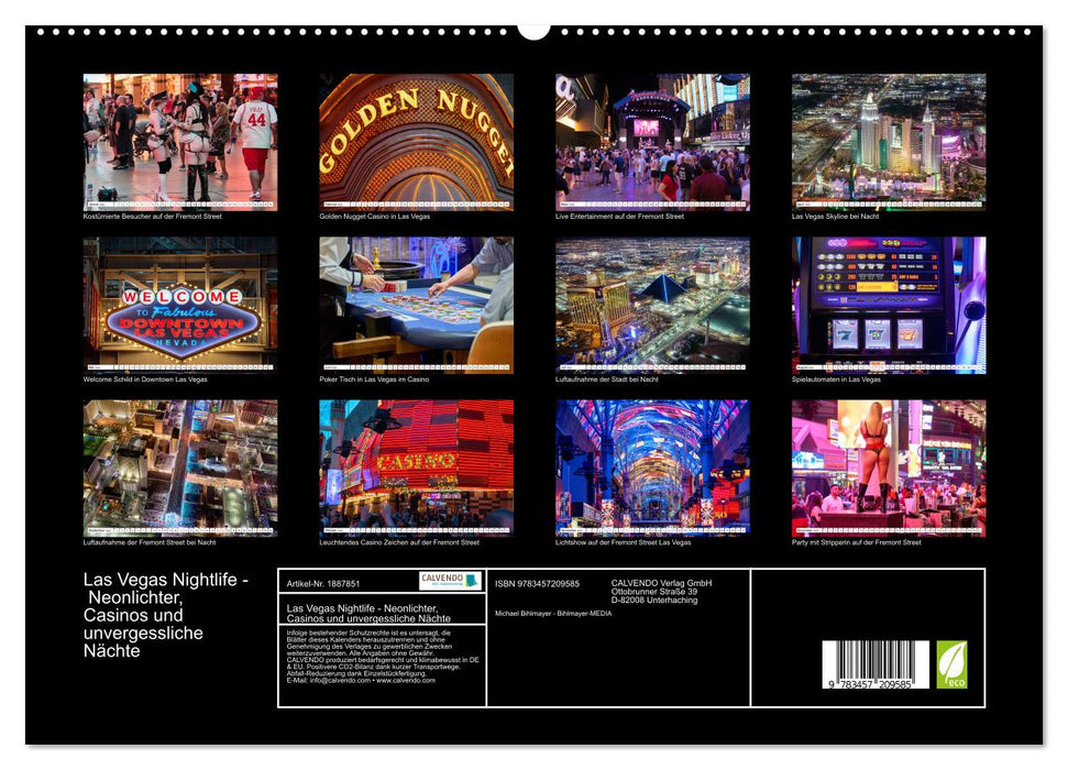 Las Vegas Nightlife - Neonlichter, Casinos und unvergessliche Nächte (CALVENDO Premium Wandkalender 2025)