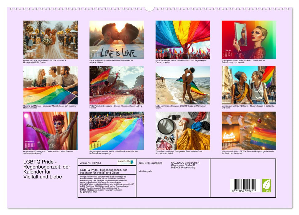 LGBTQ Pride - Regenbogenzeit, der Kalender für Vielfalt und Liebe (CALVENDO Premium Wandkalender 2025)