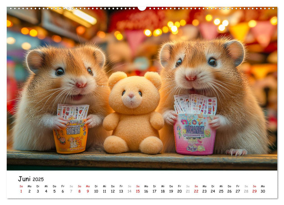 Hamster im Freizeitpark - Lustiger Kalender mit Jahrmarkt-Motiven (CALVENDO Wandkalender 2025)