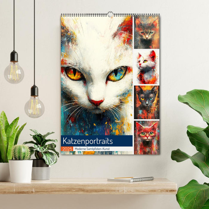 Katzenportraits. Moderne Samtpfoten-Kunst (CALVENDO Wandkalender 2025)