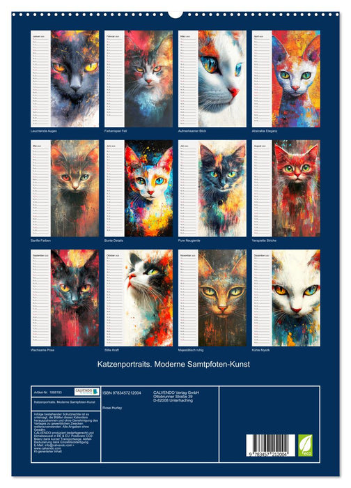 Katzenportraits. Moderne Samtpfoten-Kunst (CALVENDO Premium Wandkalender 2025)