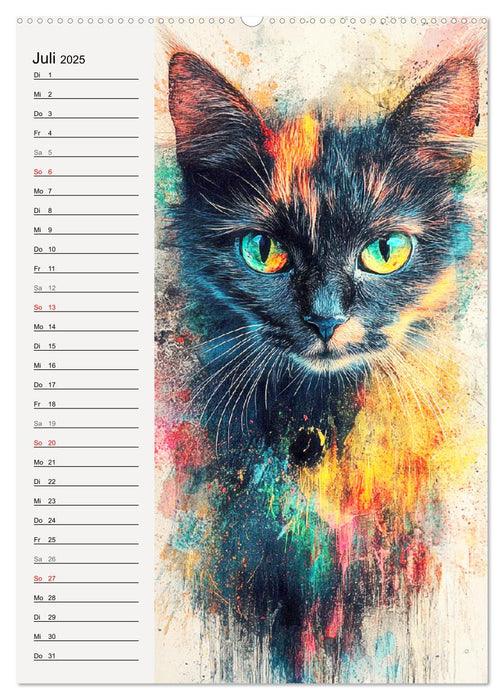 Katzenportraits. Moderne Samtpfoten-Kunst (CALVENDO Premium Wandkalender 2025)