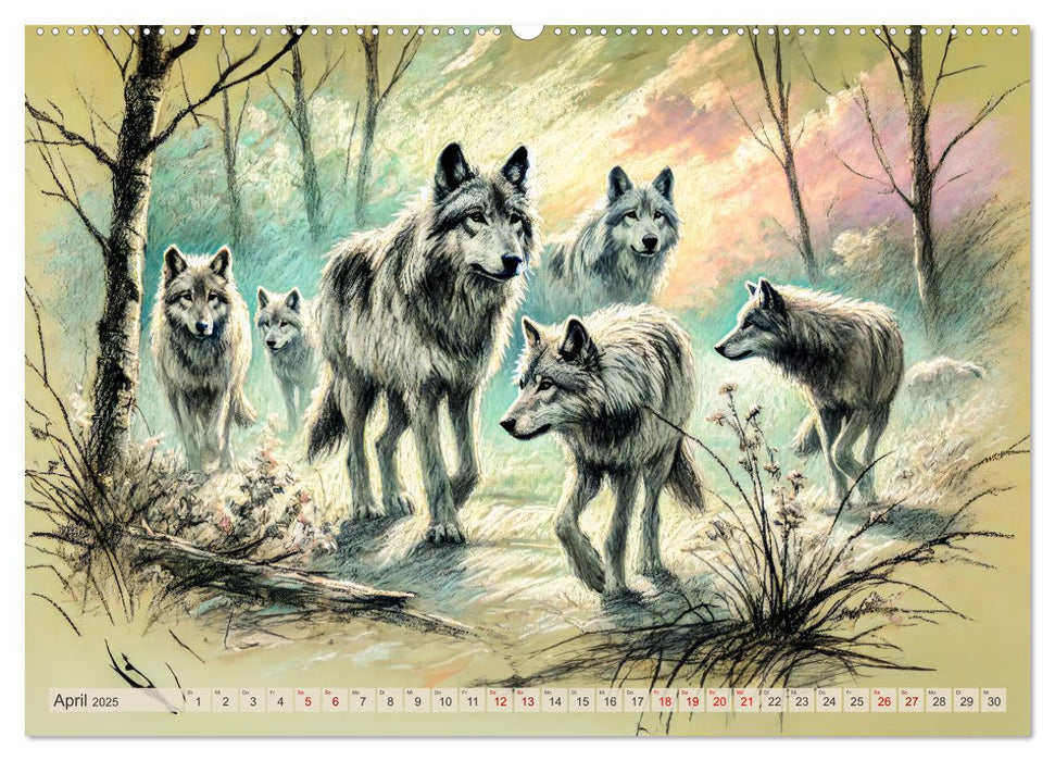 Die Eleganz der Wölfe - Mythische Begegnungen in der Natur (CALVENDO Wandkalender 2025)