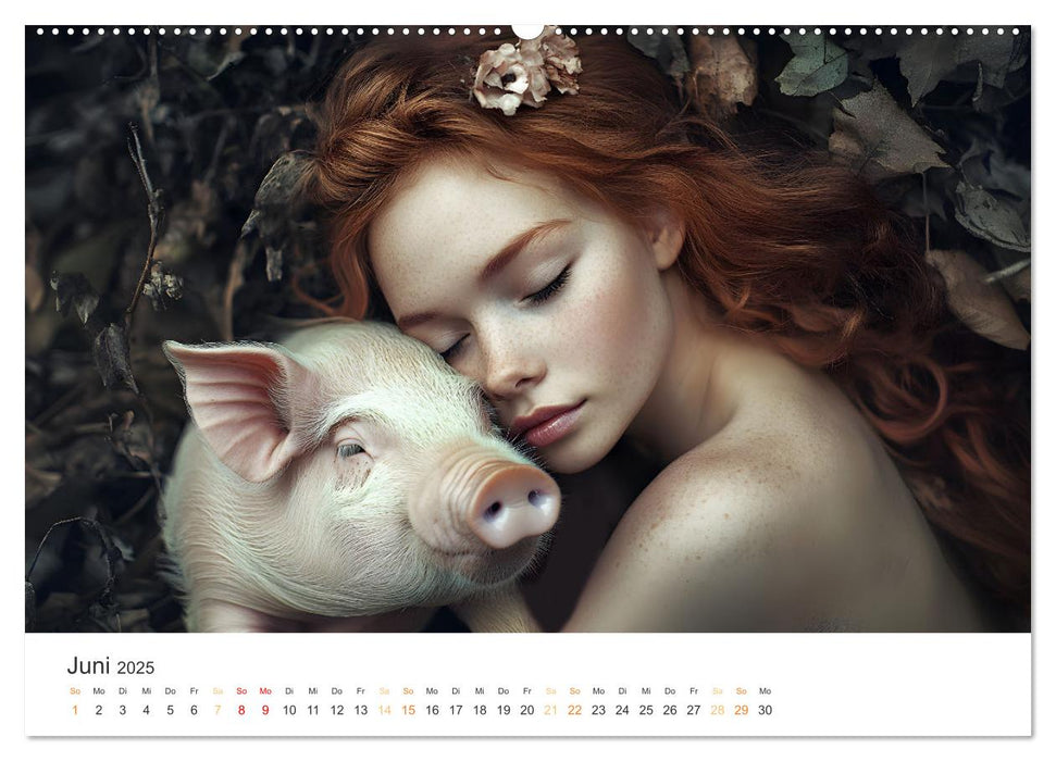 Magische Tierliebe (CALVENDO Premium Wandkalender 2025)