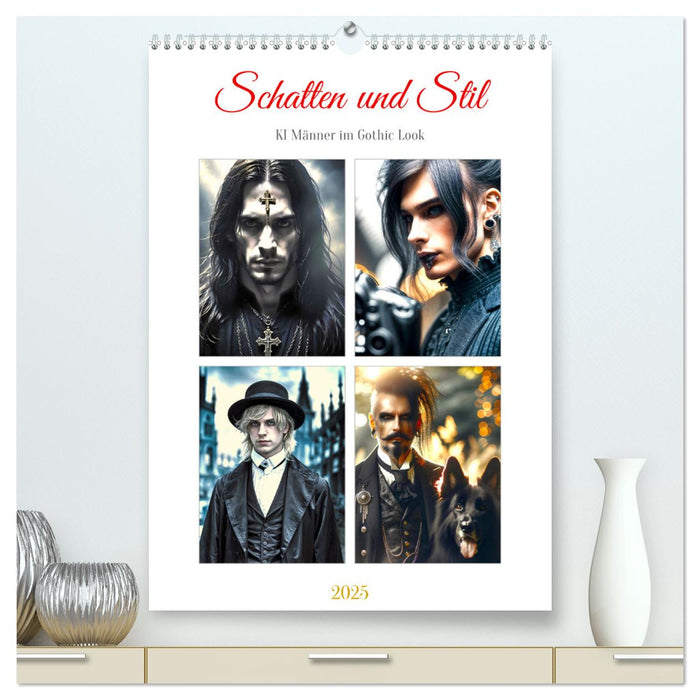 Schatten und Stil - KI Männer im Gothic Stil (CALVENDO Premium Wandkalender 2025)