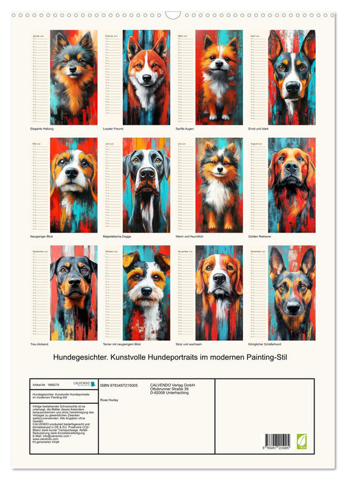 Hundegesichter. Kunstvolle Hundeportraits im modernen Painting-Stil (CALVENDO Wandkalender 2025)