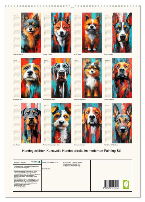 Hundegesichter. Kunstvolle Hundeportraits im modernen Painting-Stil (CALVENDO Premium Wandkalender 2025)