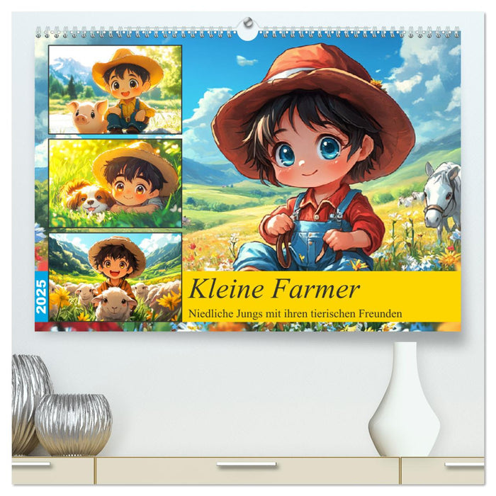 Kleine Farmer. Niedliche Jungs mit ihren tierischen Freunden (CALVENDO Premium Wandkalender 2025)