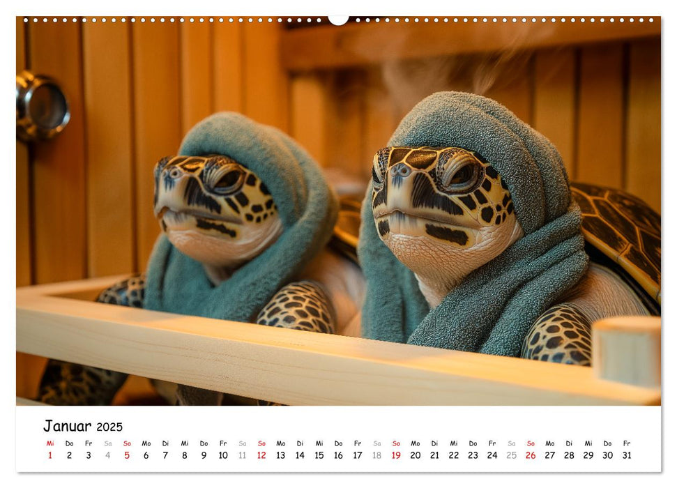 CHILL MAL - Entspannte Schildkröten beim Faulenzen (CALVENDO Wandkalender 2025)