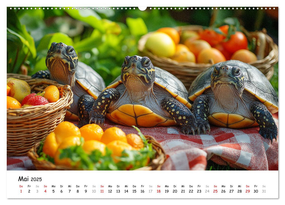 CHILL MAL - Entspannte Schildkröten beim Faulenzen (CALVENDO Wandkalender 2025)