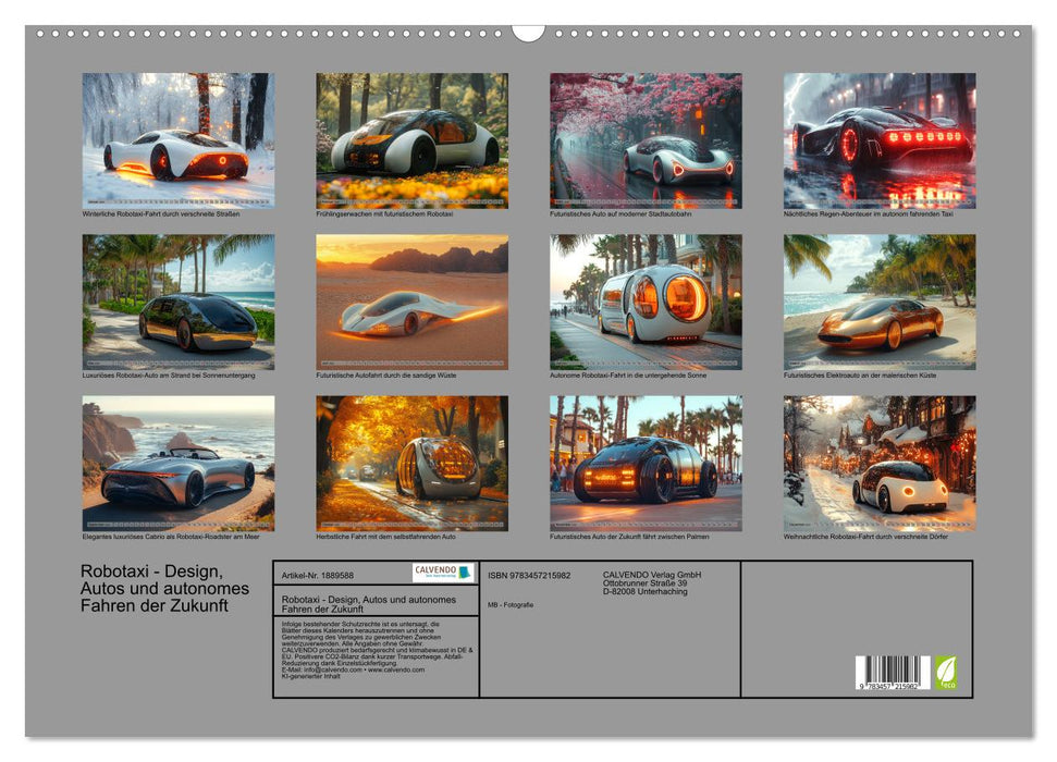 Robotaxi - Design, Autos und autonomes Fahren der Zukunft (CALVENDO Wandkalender 2025)