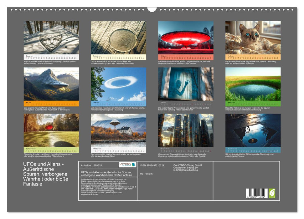 UFOs und Aliens - Außerirdische Spuren, verborgene Wahrheit oder bloße Fantasie (CALVENDO Wandkalender 2025)