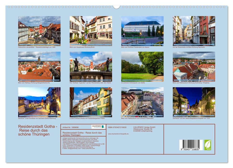 Residenzstadt Gotha - Reise durch das schöne Thüringen (CALVENDO Premium Wandkalender 2025)