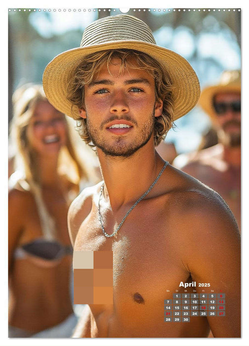 SEXY MÄNNER - Nackte Haut am Strand (CALVENDO Wandkalender 2025)