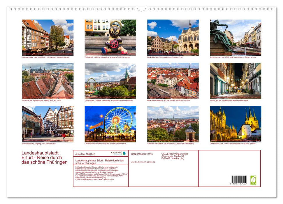 Landeshauptstadt Erfurt - Reise durch das schöne Thüringen (CALVENDO Wandkalender 2025)