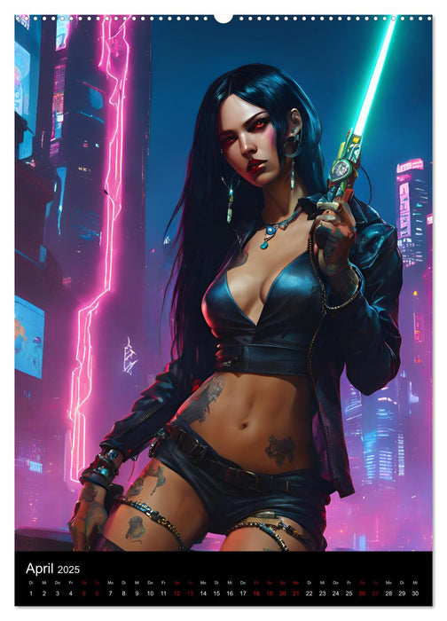 Die Hexen von Cyberpunk City (CALVENDO Premium Wandkalender 2025)