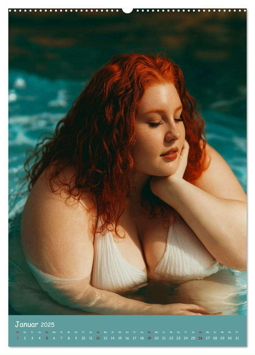 Curvy Pin-up Girls - Verführerische Rundungen am Pool (CALVENDO Wandkalender 2025)