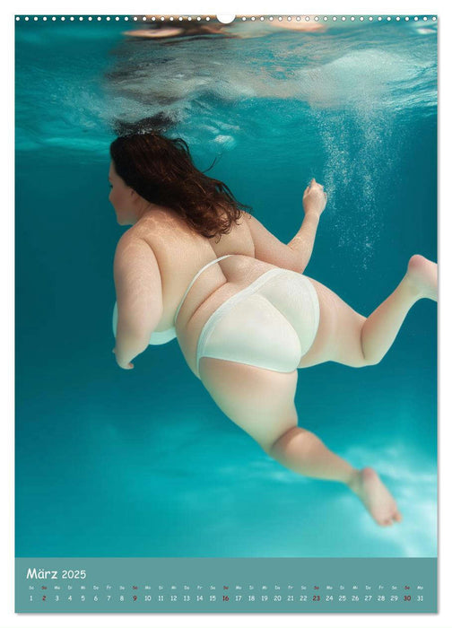 Curvy Pin-up Girls - Verführerische Rundungen am Pool (CALVENDO Wandkalender 2025)