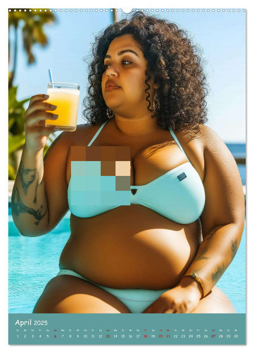 Curvy Pin-up Girls - Verführerische Rundungen am Pool (CALVENDO Wandkalender 2025)