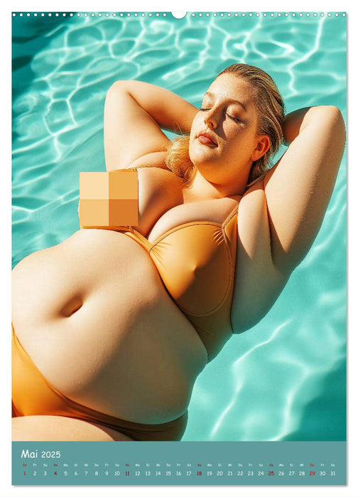 Curvy Pin-up Girls - Verführerische Rundungen am Pool (CALVENDO Wandkalender 2025)