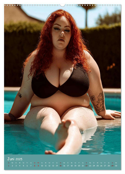 Curvy Pin-up Girls - Verführerische Rundungen am Pool (CALVENDO Wandkalender 2025)